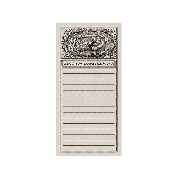 Sins I'm Considering Notepad