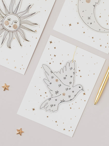 Dove Papercut Christmas Decoration With Postcard & Envelope Holiday Card