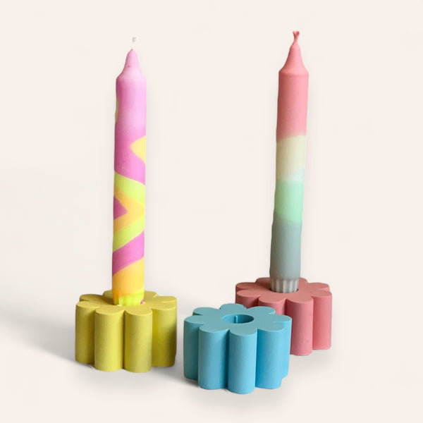 Pink & Yellow Candle Pair