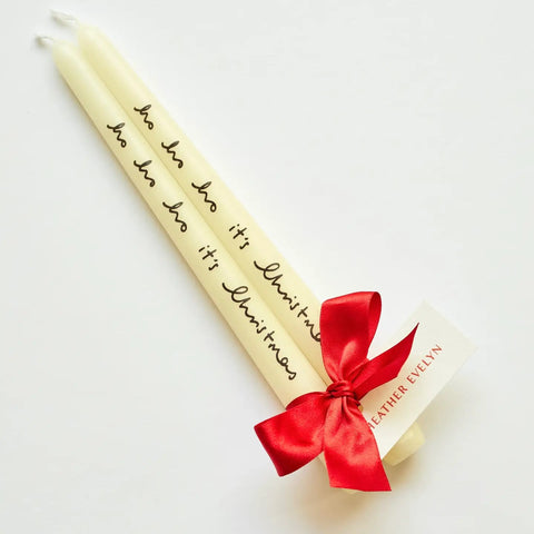 Ho Ho Ho It's Christmas Candle Pair