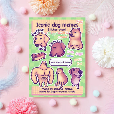 Iconic Dog Memes Sticker Sheet