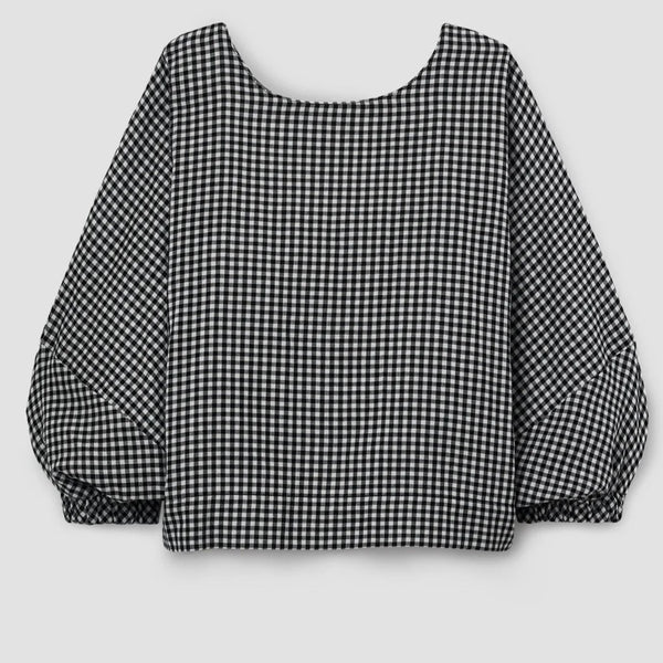Ivy-Cay black and white gingham blouse from Beaumont Organic