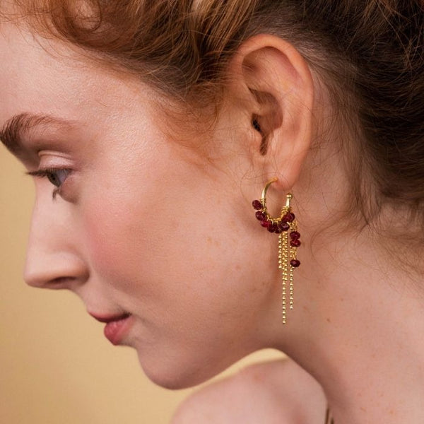Anette Earrings Red Garnet