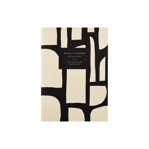 Abstract Black and Cream A5 Lay Flat Notebook
