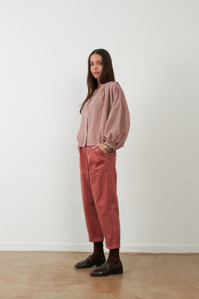 Janet Pink Check Blouse