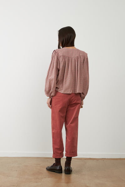 Janet Pink Check Blouse