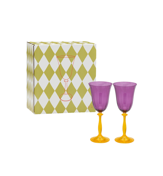 Petunia Optic Wine Glass Set of 2