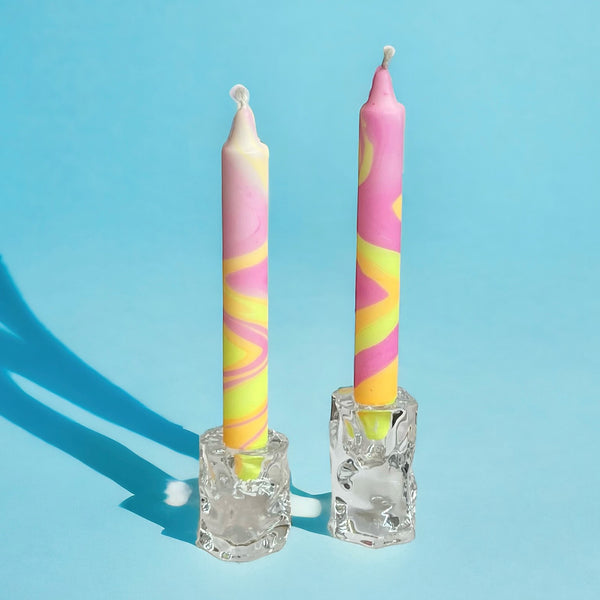 Pink & Yellow Candle Pair