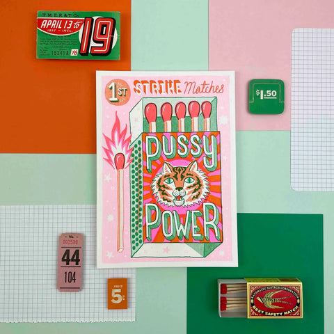 Pussy Power Matchbox A5 Risograph Print