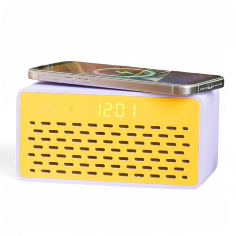 Purple Rise Mix Wireless Charger & Bluetooth Speaker Alarm Clock