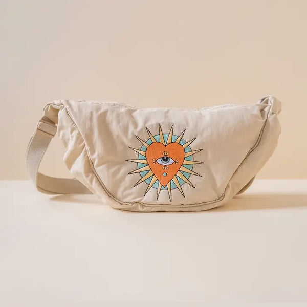 Nylon Sling Bag in Stone