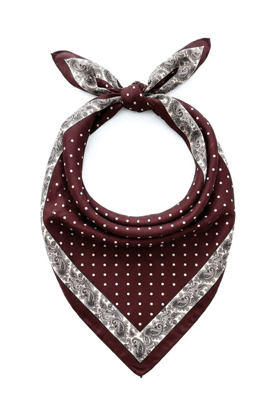Wine Red Polka Dot Paisley Border Scarf