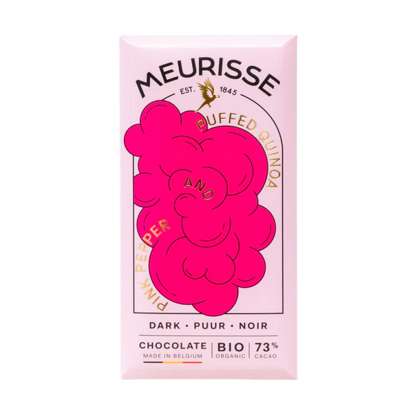 Meurisse Puffed Quinoa and Pink Pepper Dark Chocolate