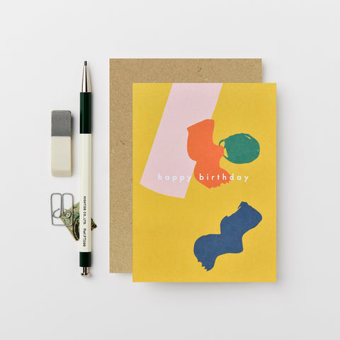 Yellow Abstract Birthday Card