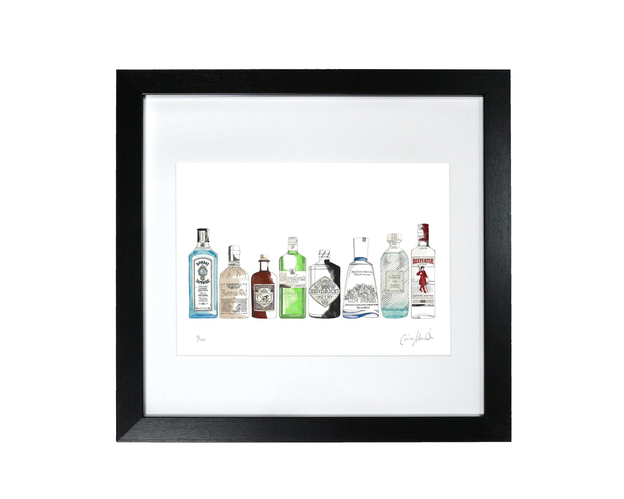 Gin Bottle Print Framed