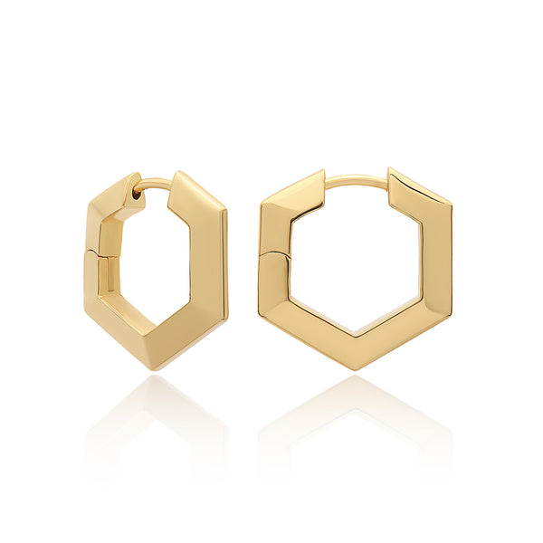 Bevelled Medium Hexagon Hoop Earrings