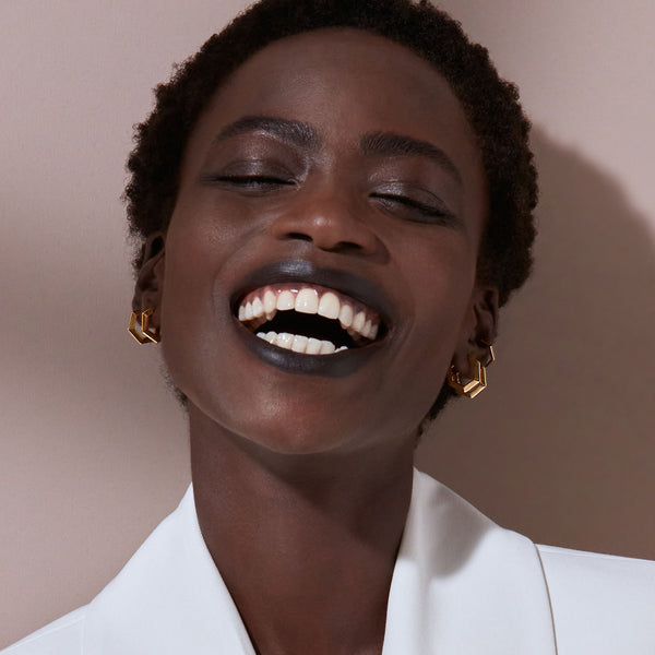 Bevelled Medium Hexagon Hoop Earrings