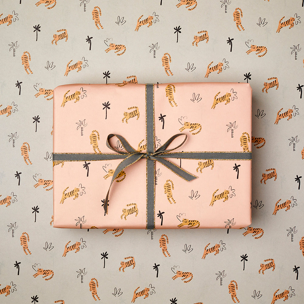 Palm Tigers Pink and Blue Wrapping Paper