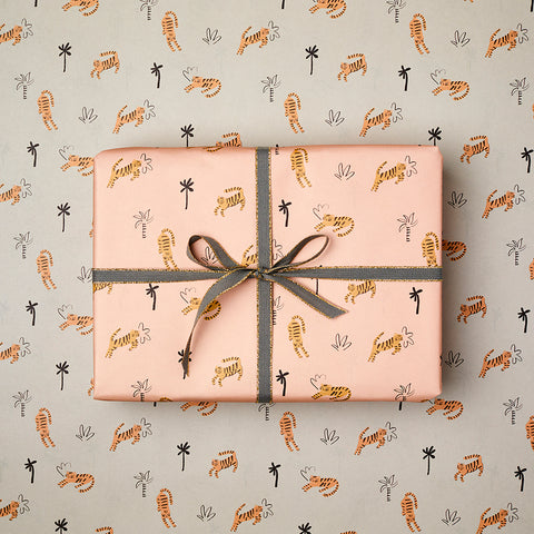 Palm Tigers Pink and Blue Wrapping Paper