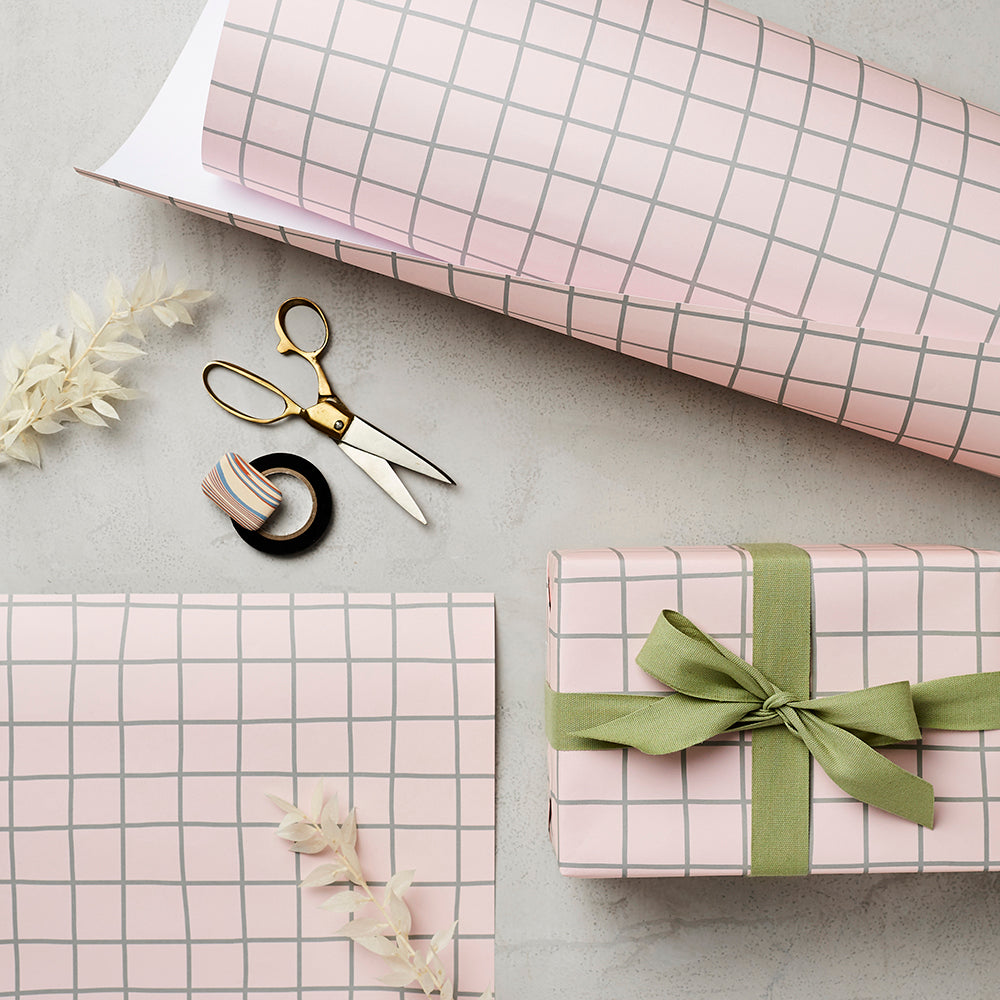 Pink Grid Gift Wrap