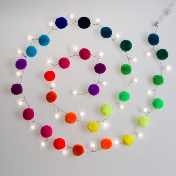 Rainbow Light Pom Pom Garland