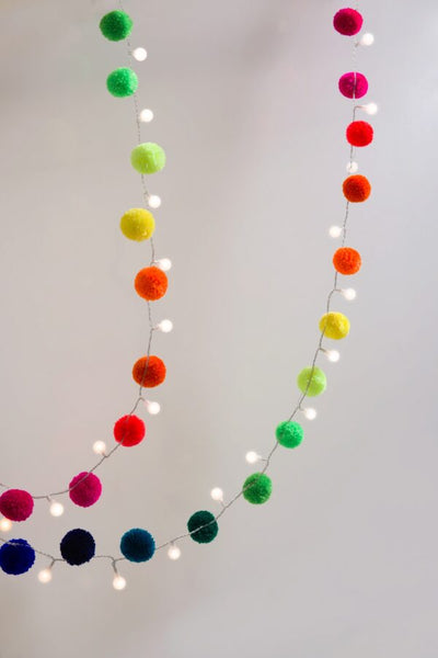 Rainbow Light Pom Pom Garland