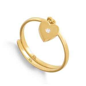 Gold Heart Charm Ring