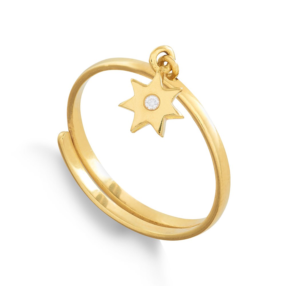 Gold Charm Sunstar Ring