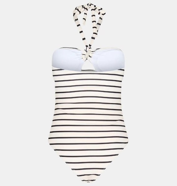 Striped Halter-Neck Swimsuit