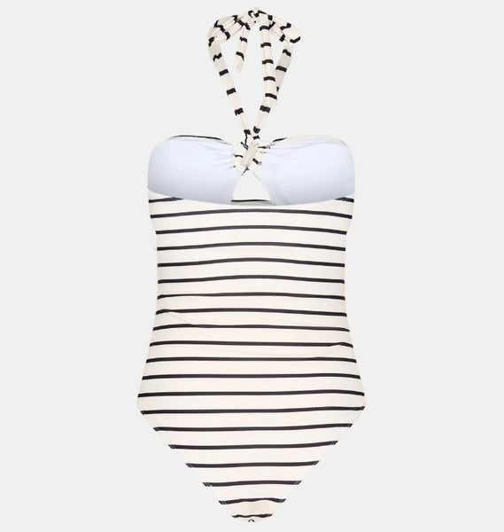 Sofie Schnoor Black & white stripe halter neck swimsuit