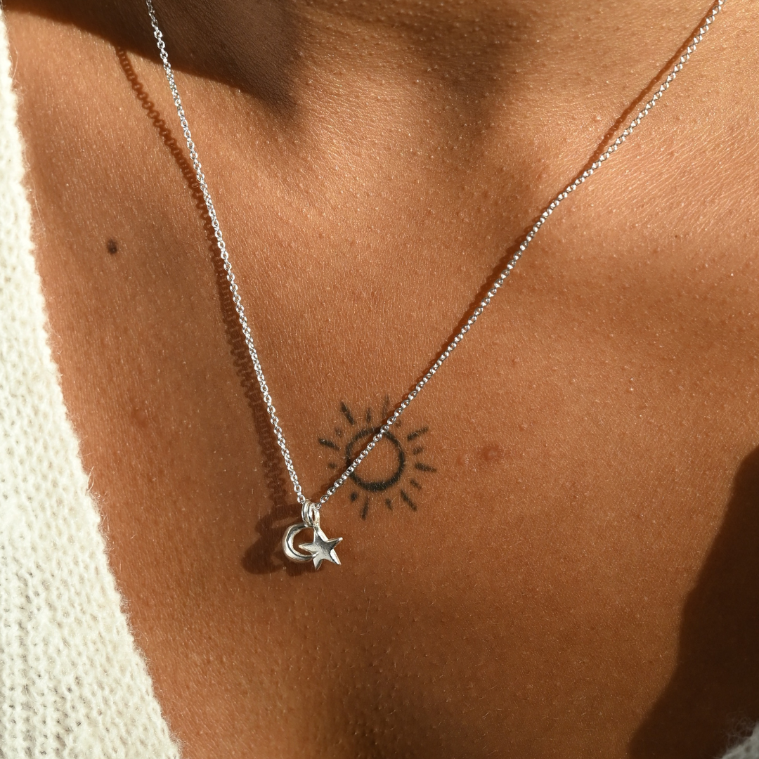 Star & Moon Necklace - Silver