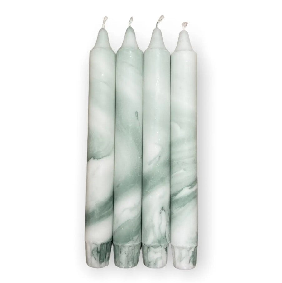 Green & White Candle Pair