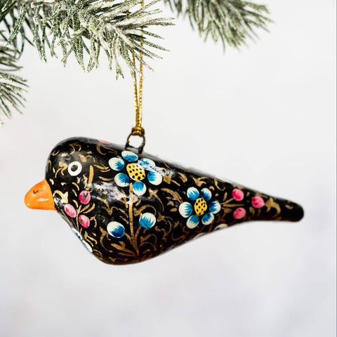 Black Floral Hanging Bird