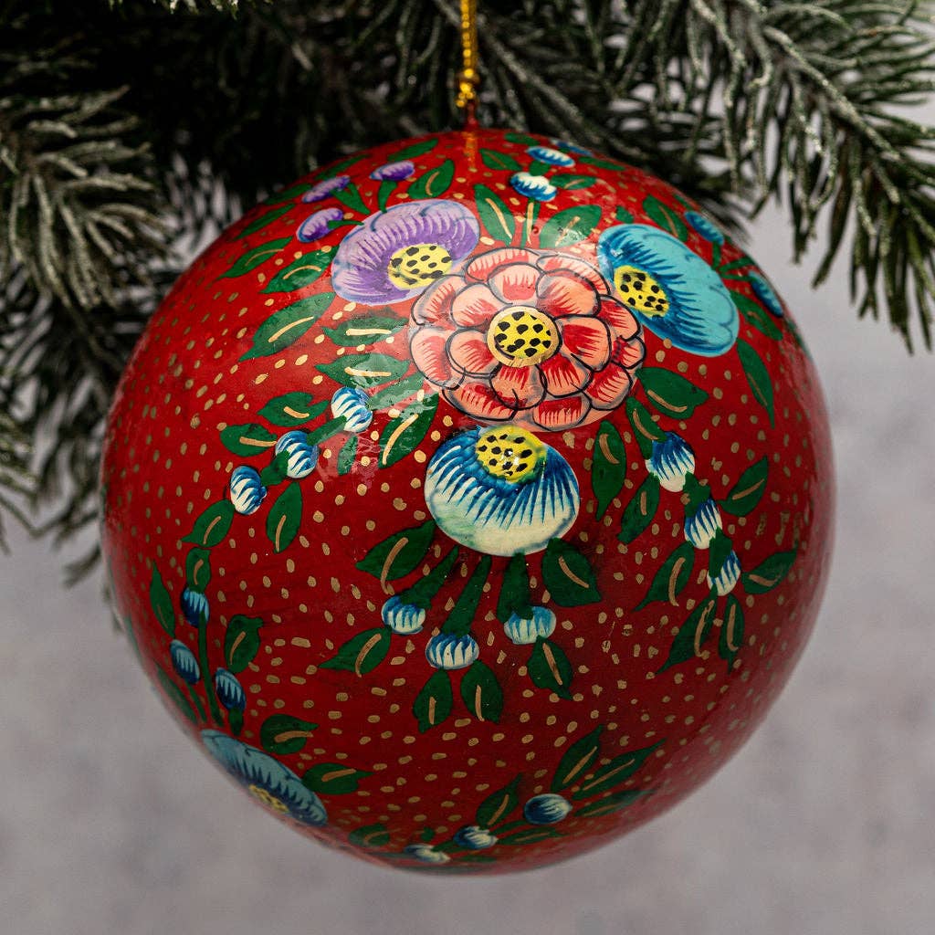 4" Red Indian Floral Bauble